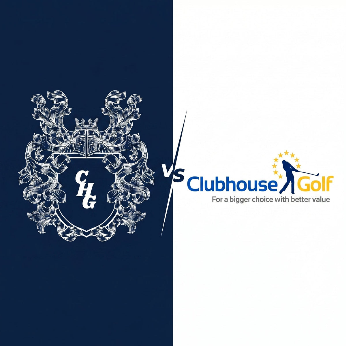 CHG versus Clubhouse Golf logo comparison graphic