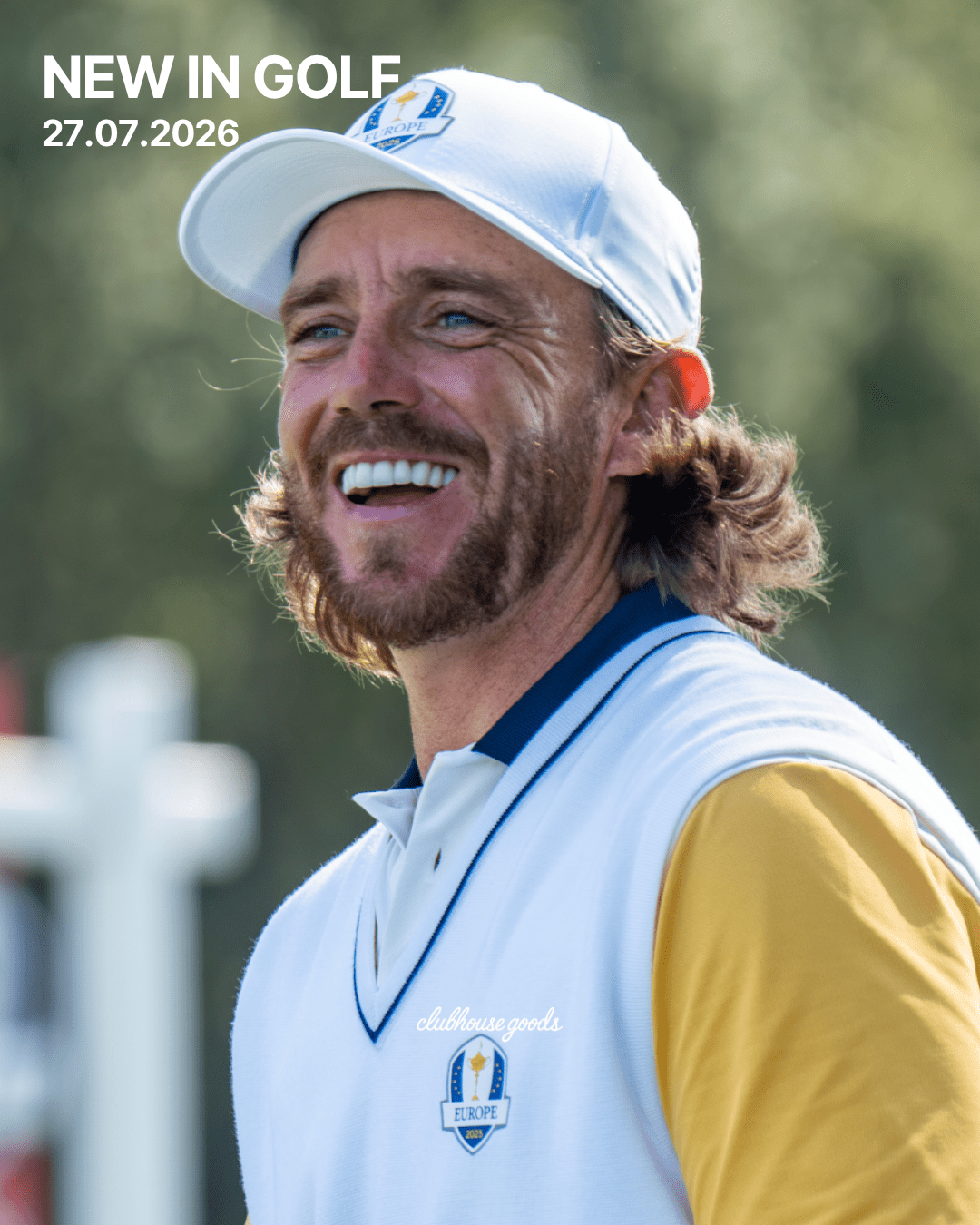 Smiling golfer in a European team vest and cap, What's New in Golf 27 July 2026