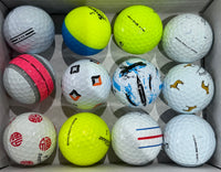 Mixed premium A-grade golf balls including yellow and striped alignment designs