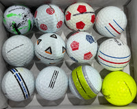 Mixed premium A-grade golf balls including patterned and alignment-marked designs
