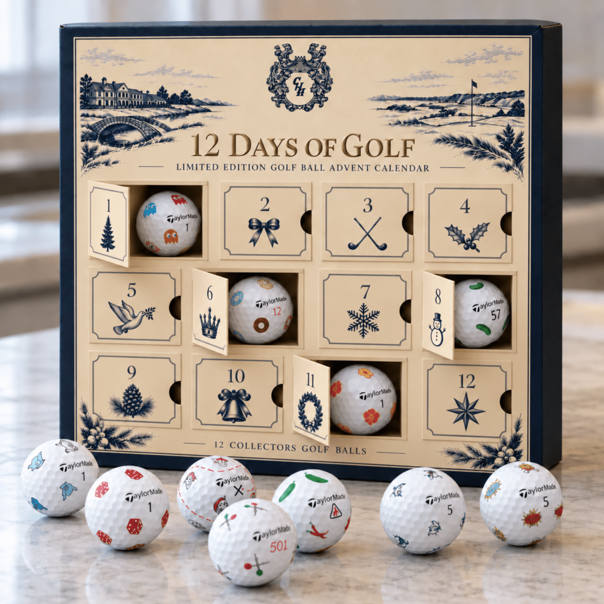 CHGGolf Ball Advent Calendar, The 12 Days of Golfgolf gift box UK