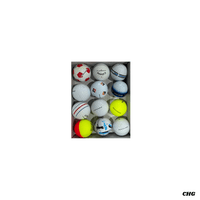 Tray of mixed premium A-grade golf balls including yellow and patterned designs